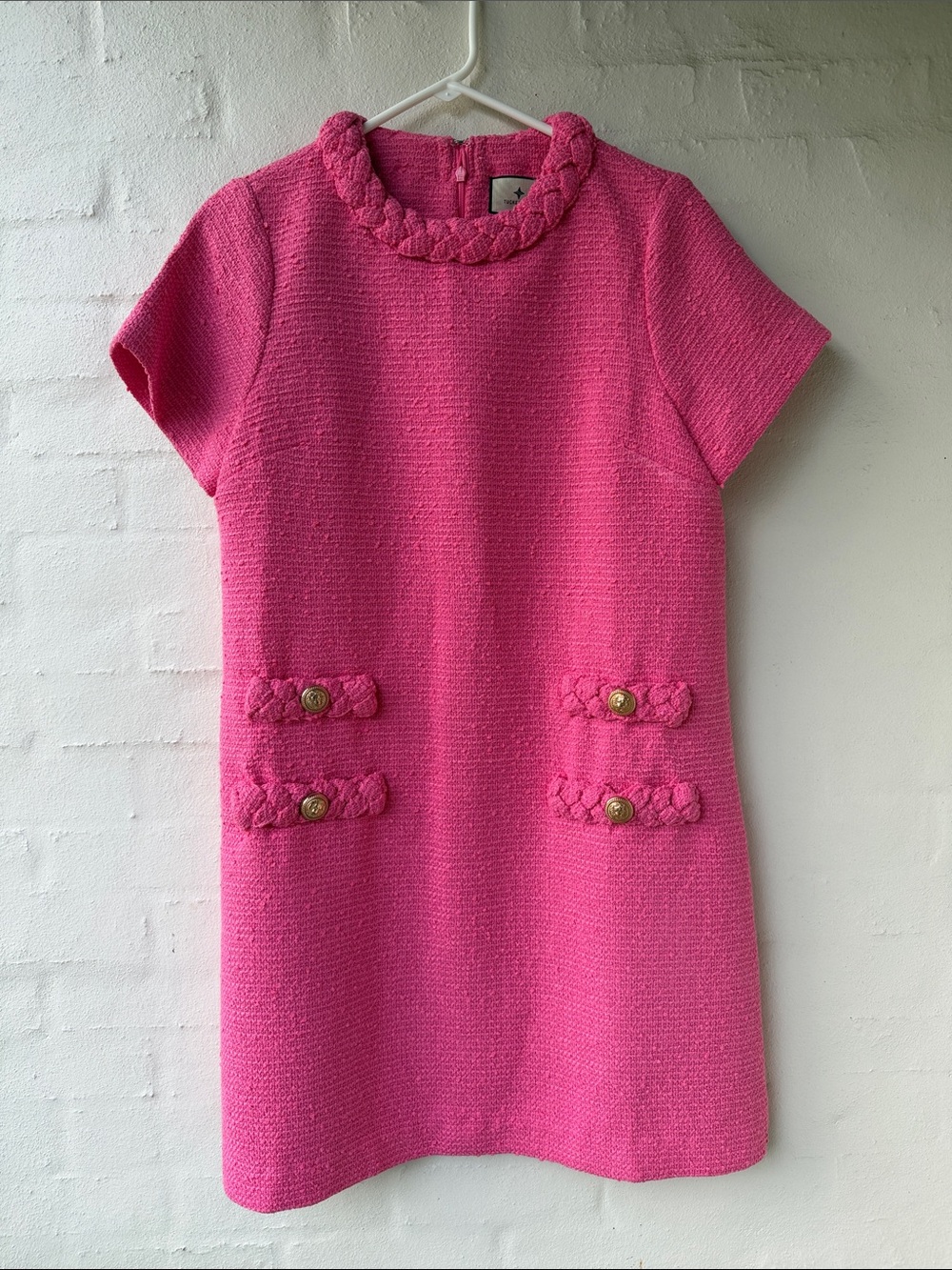 Tuckernuck Bright Pink Braided-Trim Jackie Dress